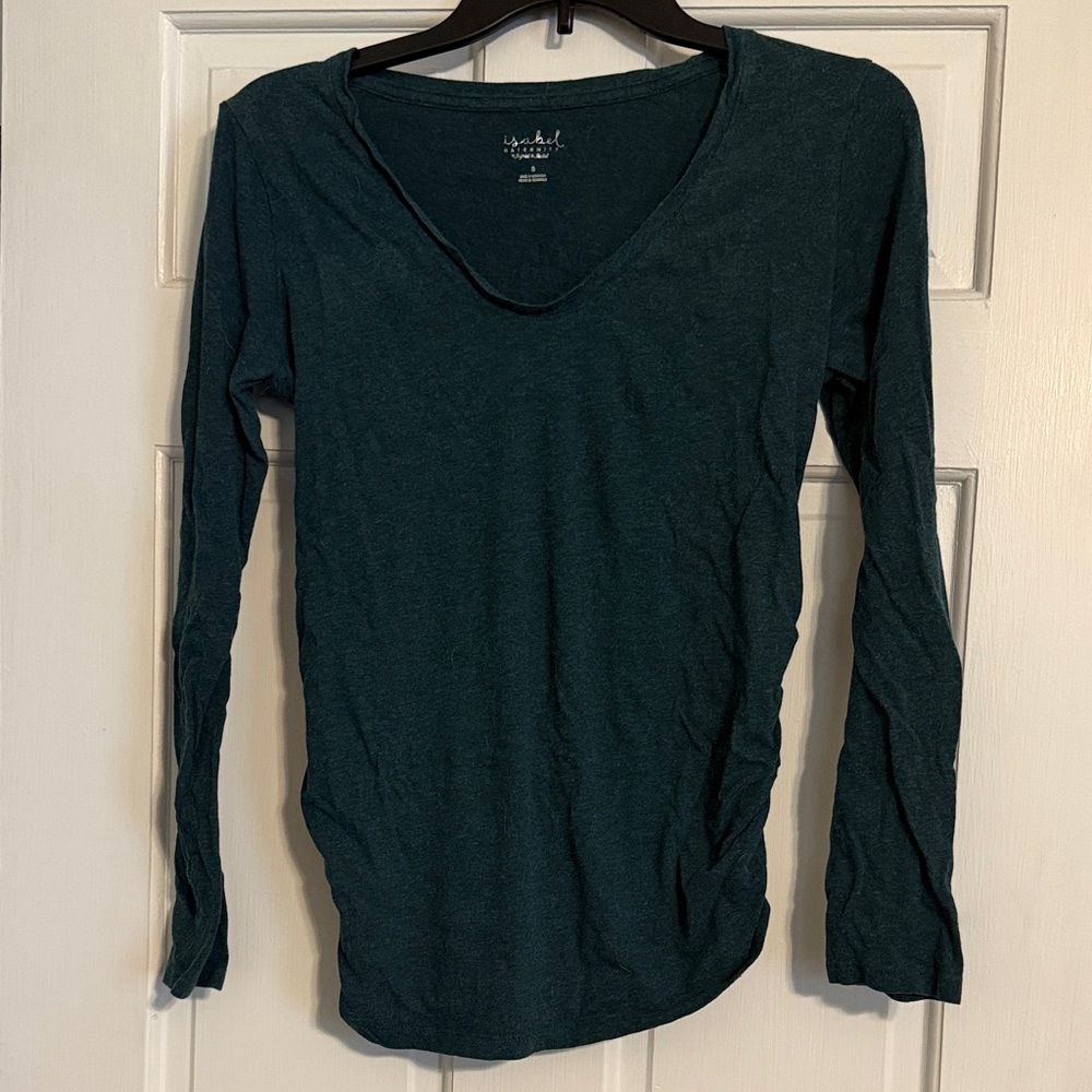 Isabel Maternity by Ingrid & Isabel Green V-Neck Long Sleeve Top